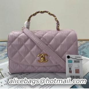 Discount Chanel mini flap bag with top handle AS2478 purple