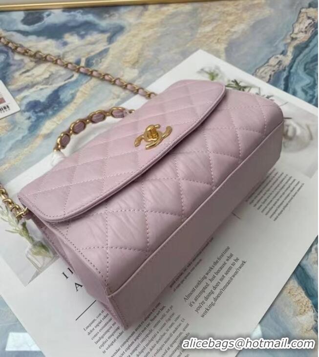 Discount Chanel mini flap bag with top handle AS2478 purple