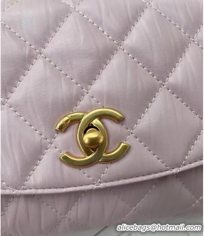 Discount Chanel mini flap bag with top handle AS2478 purple