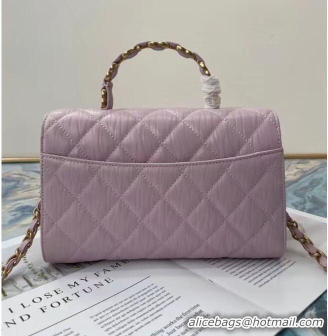 Discount Chanel mini flap bag with top handle AS2478 purple