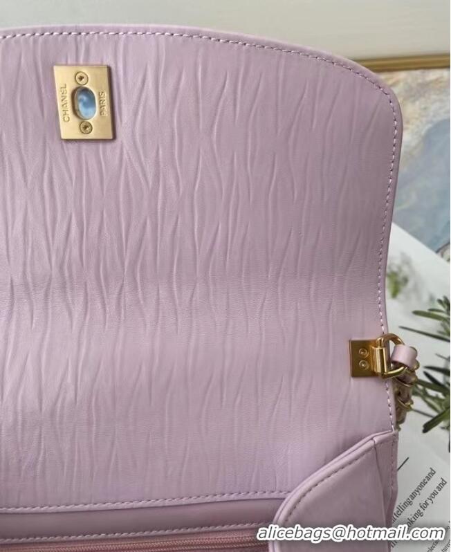 Discount Chanel mini flap bag with top handle AS2478 purple