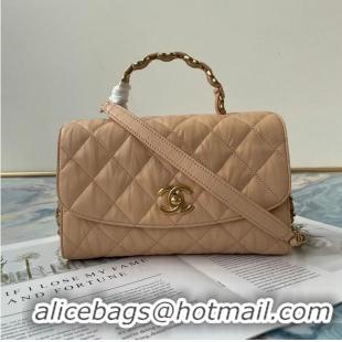 Spot Bulk Chanel mini flap bag with top handle AS2478 Apricot