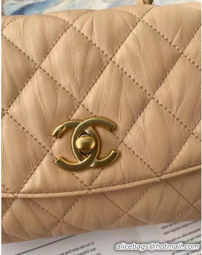 Spot Bulk Chanel mini flap bag with top handle AS2478 Apricot