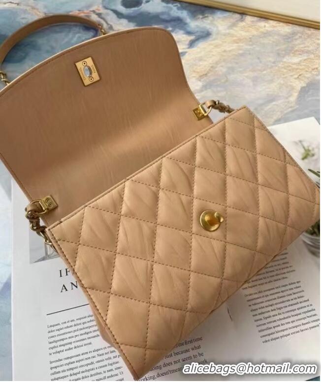 Spot Bulk Chanel mini flap bag with top handle AS2478 Apricot