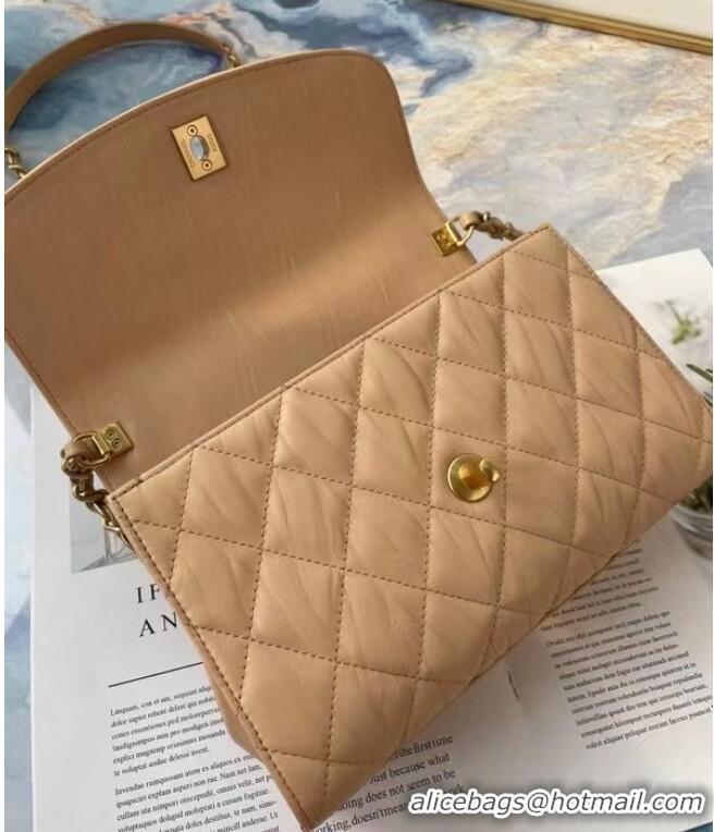 Spot Bulk Chanel mini flap bag with top handle AS2478 Apricot