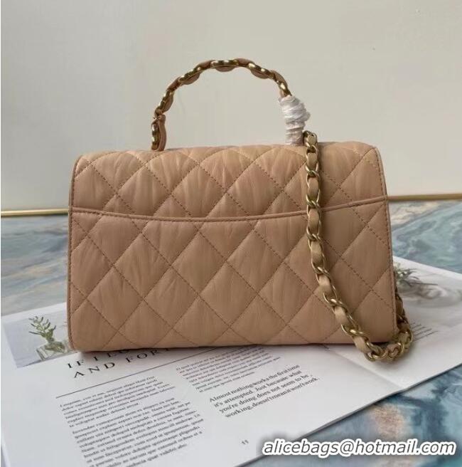 Spot Bulk Chanel mini flap bag with top handle AS2478 Apricot