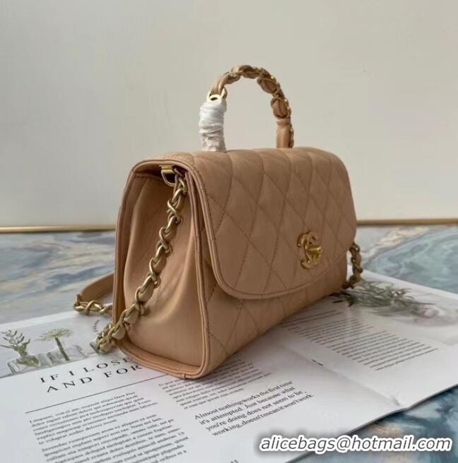 Spot Bulk Chanel mini flap bag with top handle AS2478 Apricot