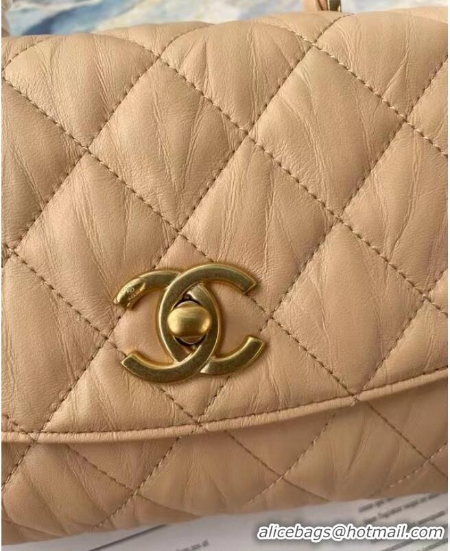 Spot Bulk Chanel mini flap bag with top handle AS2478 Apricot