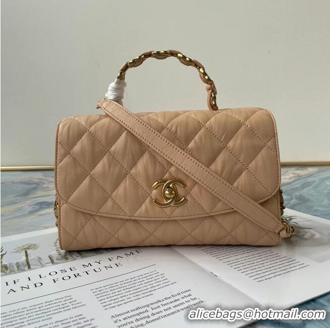 Spot Bulk Chanel mini flap bag with top handle AS2478 Apricot