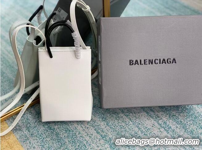 Trendy Design Balenciaga Original Leather Mini Shopper Bag B152865 white&green