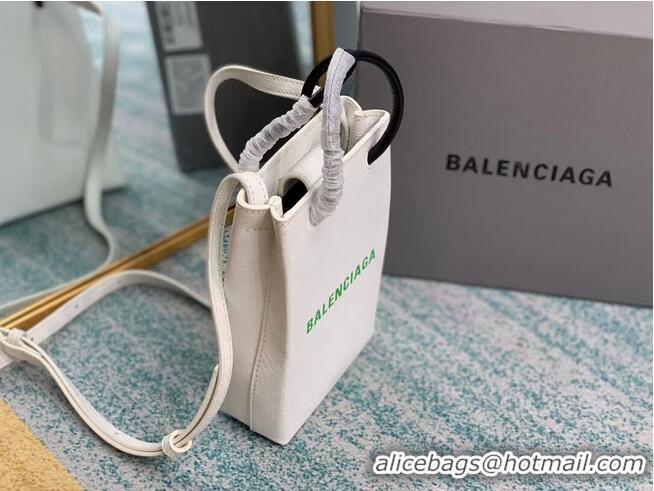 Trendy Design Balenciaga Original Leather Mini Shopper Bag B152865 white&green