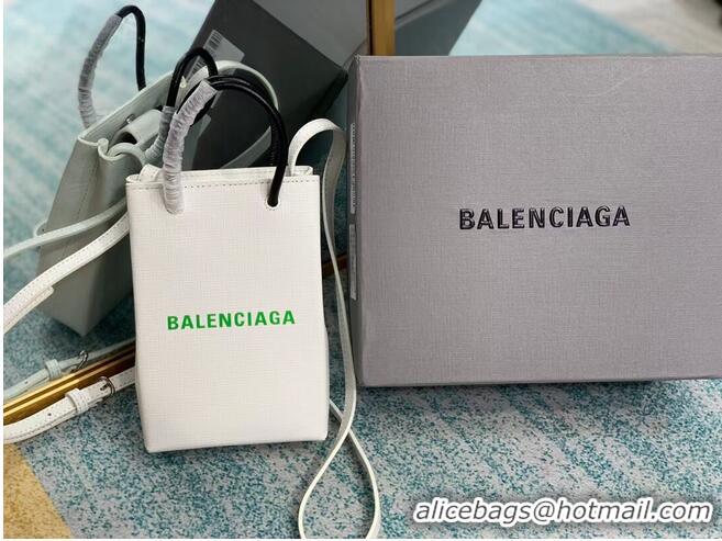 Trendy Design Balenciaga Original Leather Mini Shopper Bag B152865 white&green