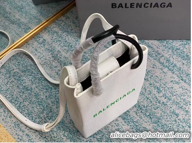 Trendy Design Balenciaga Original Leather Mini Shopper Bag B152865 white&green