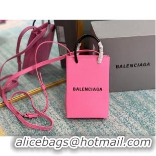 Inexpensive Balenciaga Original Leather Mini Shopper Bag B152865 pink&black