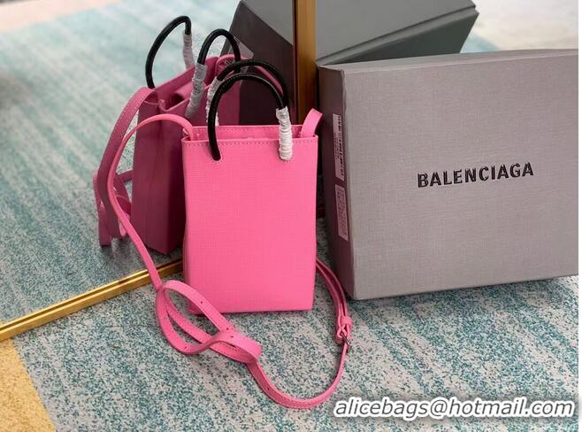 Inexpensive Balenciaga Original Leather Mini Shopper Bag B152865 pink&black