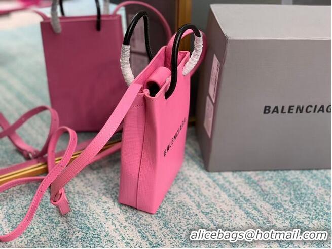 Inexpensive Balenciaga Original Leather Mini Shopper Bag B152865 pink&black