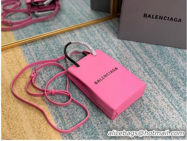 Inexpensive Balenciaga Original Leather Mini Shopper Bag B152865 pink&black