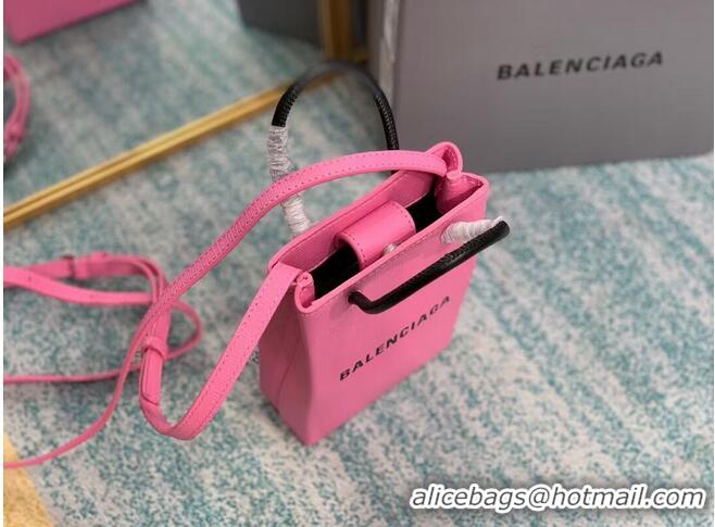 Inexpensive Balenciaga Original Leather Mini Shopper Bag B152865 pink&black