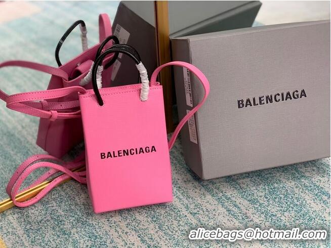 Inexpensive Balenciaga Original Leather Mini Shopper Bag B152865 pink&black