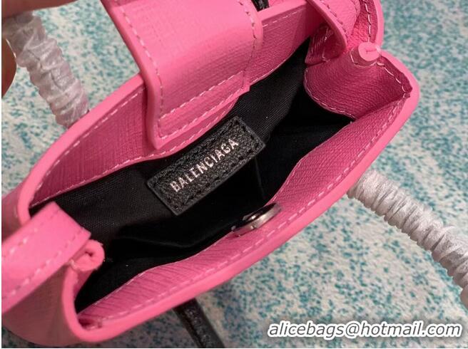 Inexpensive Balenciaga Original Leather Mini Shopper Bag B152865 pink&black