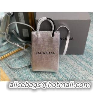 Trendy Design Balenciaga Original Leather Mini Shopper Bag B152865 Silver