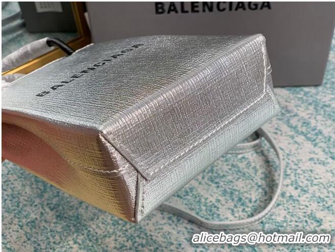 Trendy Design Balenciaga Original Leather Mini Shopper Bag B152865 Silver