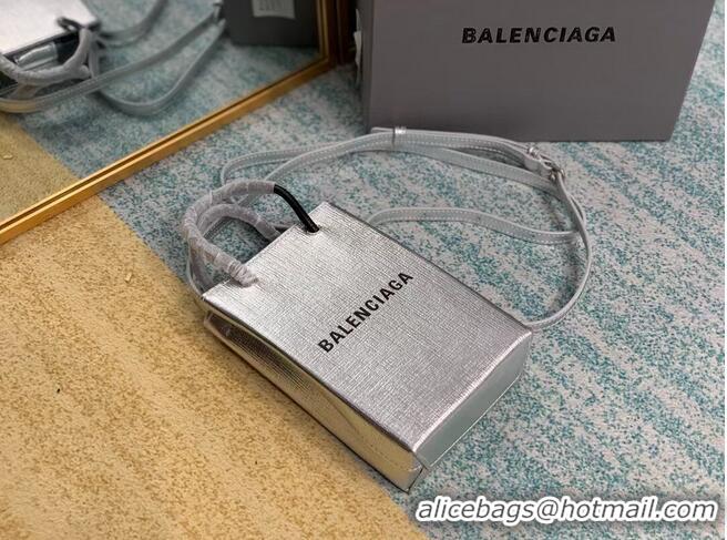 Trendy Design Balenciaga Original Leather Mini Shopper Bag B152865 Silver