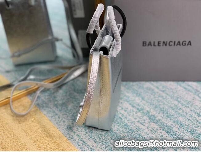 Trendy Design Balenciaga Original Leather Mini Shopper Bag B152865 Silver