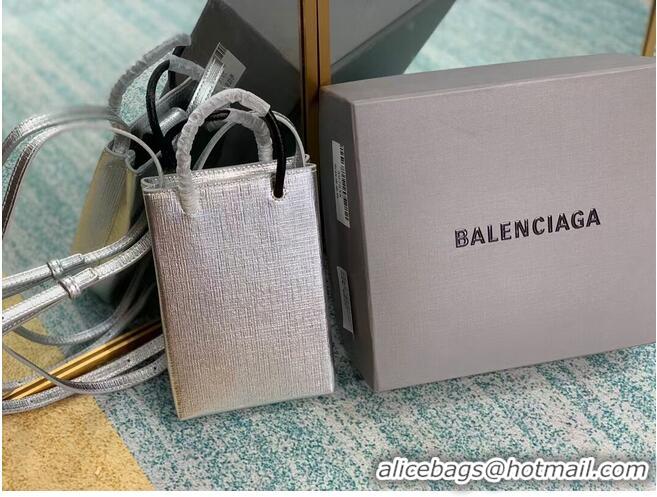 Trendy Design Balenciaga Original Leather Mini Shopper Bag B152865 Silver