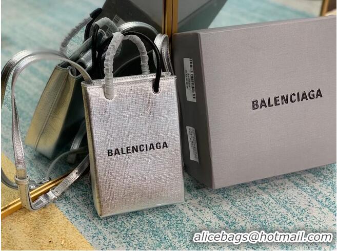 Trendy Design Balenciaga Original Leather Mini Shopper Bag B152865 Silver