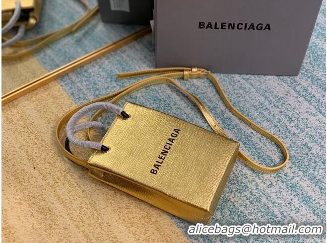 Good Quality Balenciaga Original Leather Mini Shopper Bag B152865 gold