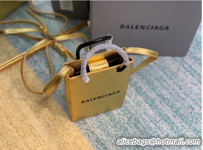 Good Quality Balenciaga Original Leather Mini Shopper Bag B152865 gold