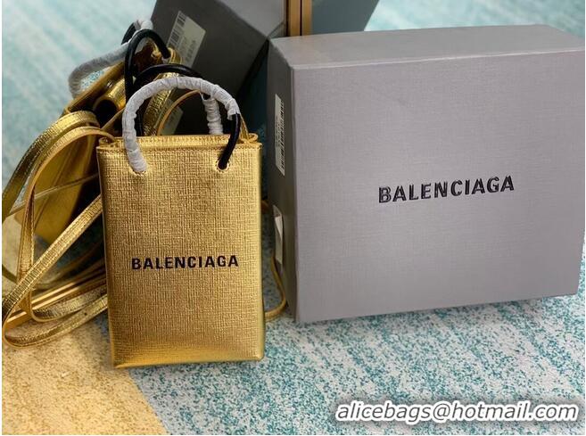 Good Quality Balenciaga Original Leather Mini Shopper Bag B152865 gold