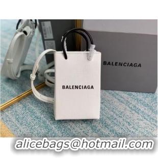 Low Cost Balenciaga Original Leather Mini Shopper Bag B152865 white&black