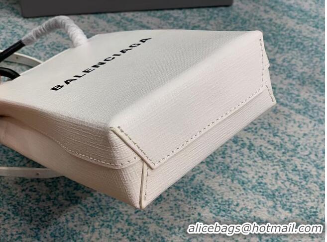 Low Cost Balenciaga Original Leather Mini Shopper Bag B152865 white&black