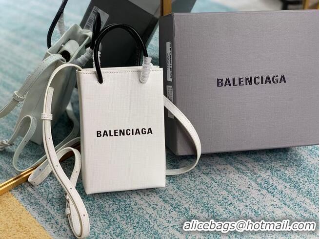 Low Cost Balenciaga Original Leather Mini Shopper Bag B152865 white&black