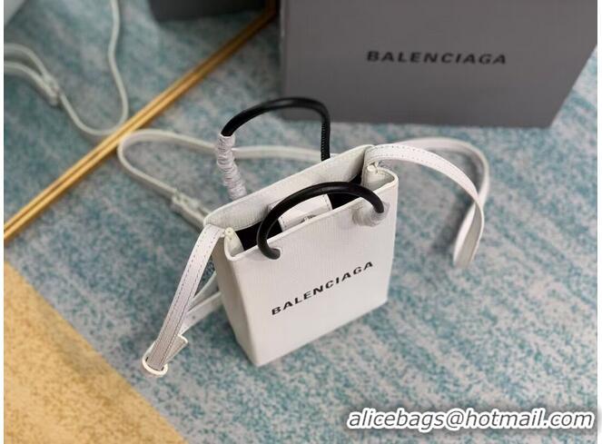 Low Cost Balenciaga Original Leather Mini Shopper Bag B152865 white&black