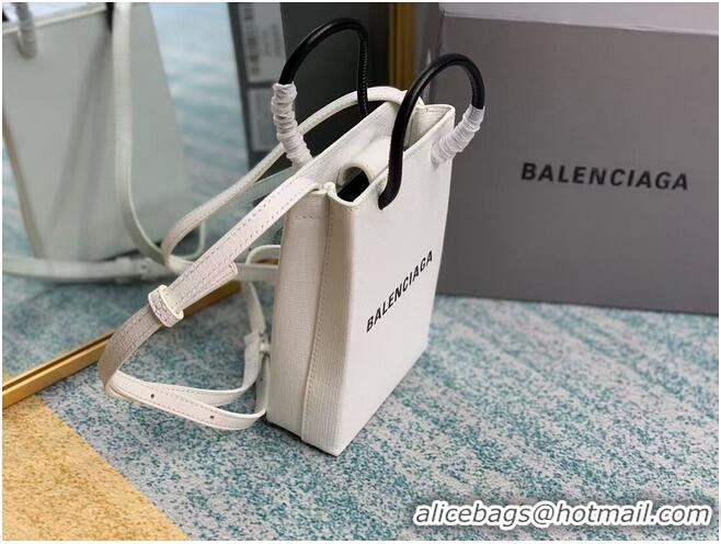 Low Cost Balenciaga Original Leather Mini Shopper Bag B152865 white&black