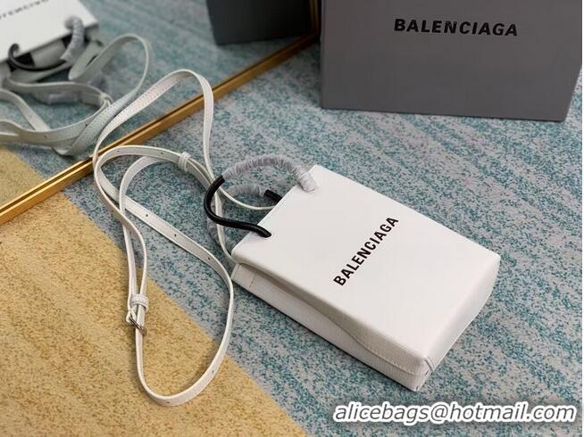 Low Cost Balenciaga Original Leather Mini Shopper Bag B152865 white&black