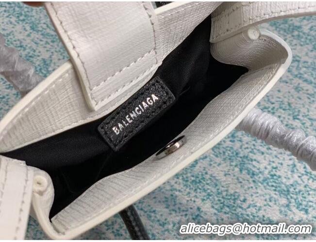 Low Cost Balenciaga Original Leather Mini Shopper Bag B152865 white&black