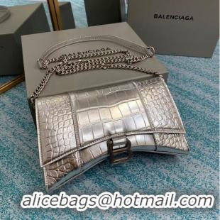 Popular Style Balenciaga HOURGLASS CHAIN BAG B164497 Silver