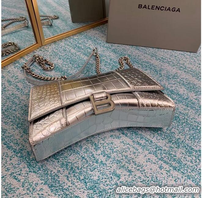 Popular Style Balenciaga HOURGLASS CHAIN BAG B164497 Silver