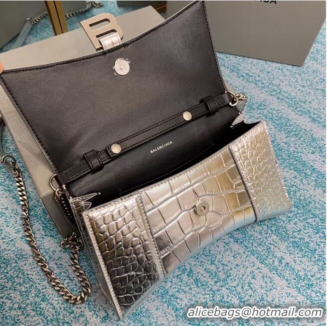 Popular Style Balenciaga HOURGLASS CHAIN BAG B164497 Silver