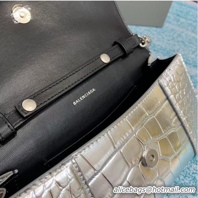 Popular Style Balenciaga HOURGLASS CHAIN BAG B164497 Silver