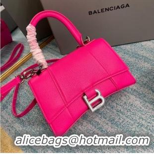 Hot Sell Balenciaga HOURGLASS XS TOP HANDLE BAG Grained calsfkin B108896 neon pink