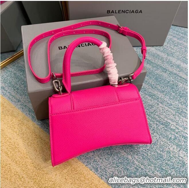 Hot Sell Balenciaga HOURGLASS XS TOP HANDLE BAG Grained calsfkin B108896 neon pink