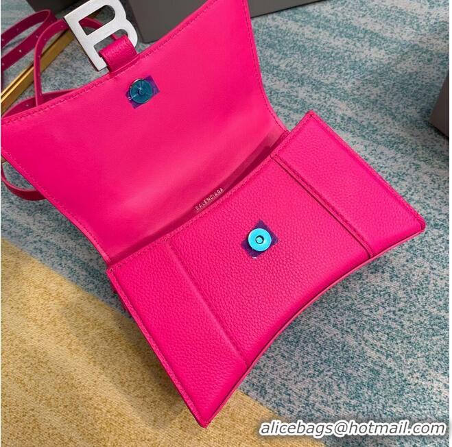 Hot Sell Balenciaga HOURGLASS XS TOP HANDLE BAG Grained calsfkin B108896 neon pink