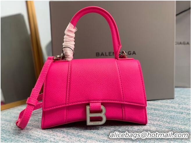 Hot Sell Balenciaga HOURGLASS XS TOP HANDLE BAG Grained calsfkin B108896 neon pink