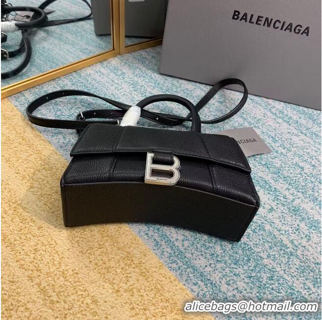 Traditional Specials Balenciaga HOURGLASS XS TOP HANDLE BAG Grained calsfkin B108896 black