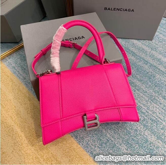 Reasonable Price Balenciaga HOURGLASS SMALL TOP HANDLE BAG B108895 neon pink